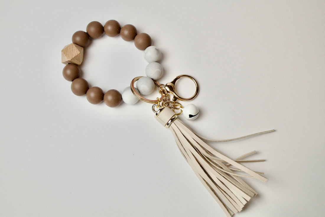 Brown + White Keychain